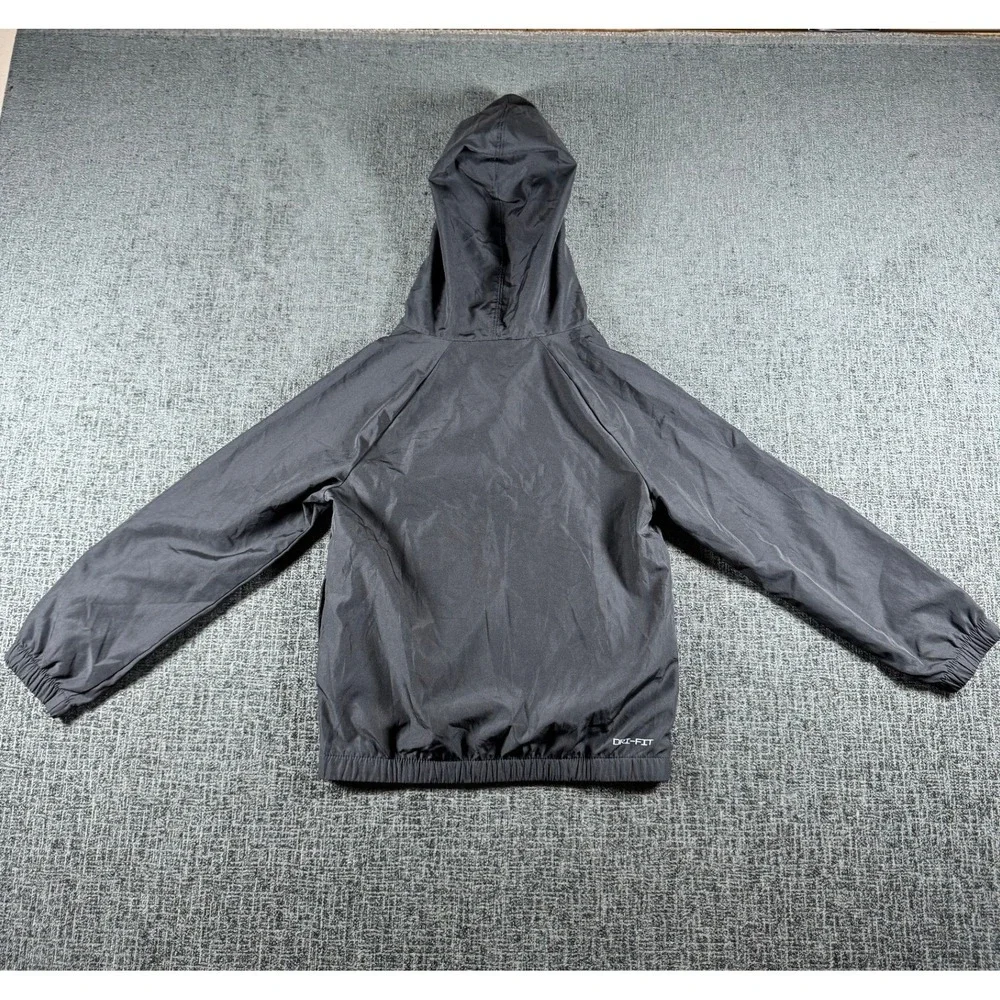 Nike Kids Dri-FIT Full Zip Windbreaker Jacket Gray Hooded Size 7 6-7YRS